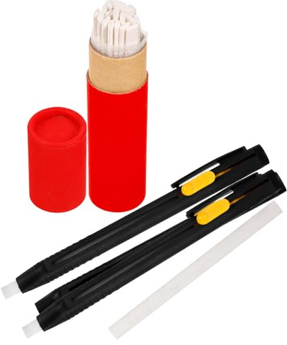 STOBAZA Lápices de Tiza para Marcar Telas y Cuero, Set de 2 Unidades, Tiza de Sastre Invisible Recargable, Color Rosa, Accesorios de Costura para Modistas y Trabajos Profesionales