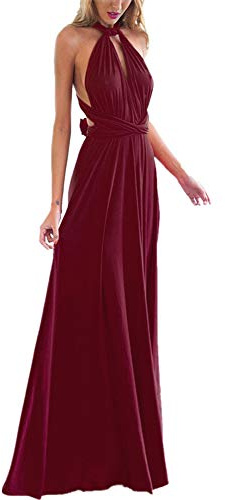 Vestido de Fiesta de Mujer de Dama de Honor Transformer/Infinity Sin Mangas Maxi Largo Vestidos de Cóctel Piso-Longitud Multi-Way Dresses Borgoña XL