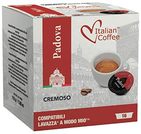 Italian Coffee capsules compatible with Lavazza A Modo Mio machines, Espresso pods (Padova Creamy Blend, 128 Pods)