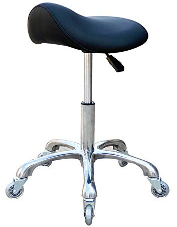 FRNIAMC Profi-Sattelhocker mit Rollen, ergonomisch, drehbar, höhenverstellbar, für Klinik, Zahnarzt, Schönheitssalon, Tattoo-Studio, Zuhause, Büro (Schwarz)
