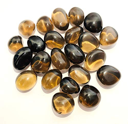 CRYSTALMIRACLE Quarzo fumé Pietra burattata Gemma singola Guarigione di cristallo Feng Shui Regalo benessere Pace Meditazione Aura per unisex, Marrone (da chiaro a scuro), Da 0,75 A 1 Pollice