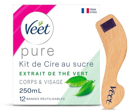 Veet Pure – Warmwachs mit Zucker und grünem Tee – Haarentfernung ohne Streifen – 100% natürliche Inhaltsstoffe – 250 ml (250 ml, 250)