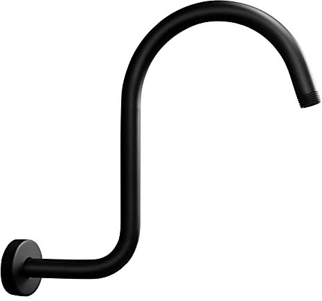 NearMoon High Rise S Shape Shower Extension Arm, Shower Head Extender Shower Arm with Flange, Standard 1/2 Connection- Bathroom Accessory, 13 Inch (Matte Black)