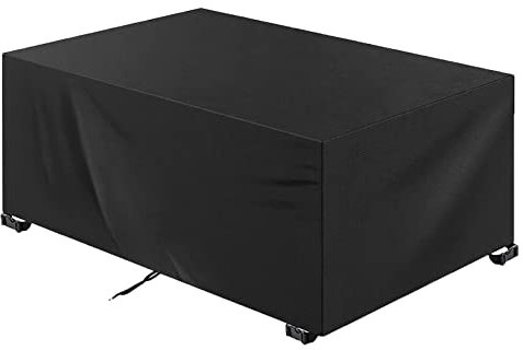 18meng Art Housse Salon De Jardin 180x100x95cm Table 420D Oxford Protection Bâche Imperméable Résistant à la Vent Pluie UV Déchirure bache Rectangulaire Noir