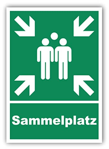 tradercat Sammelplatz Schild Alu 3mm Alu-Dibond Schild Aluminiumverbundplatte mit UV-Schutz Sammelstelle Hinweisschilder Fluchtwegschild Warnzeichen (ALU | 42 x 30 cm)