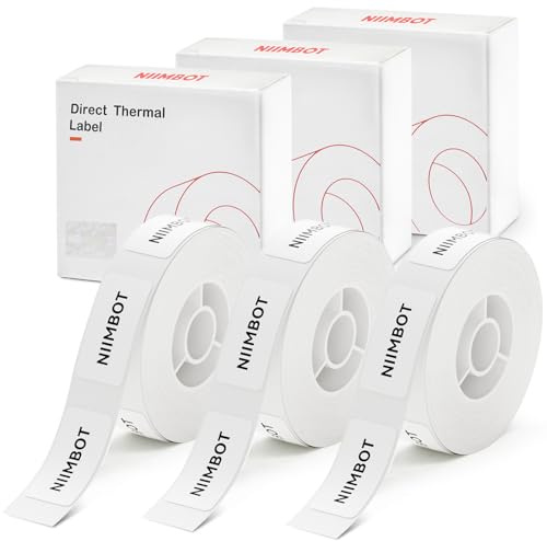 NIIMBOT Label Tape of Model D11 D110 D101 Printer, (3 Rolls, 0.59×1.18/15×30mm) Adapted Label Printing Paper, Office & Home Labeling Tape Replacement (White)