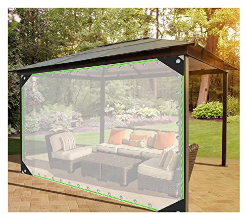 DYXJB Outdoor Vorhang Wetterfest Transparent PVC Lochplane Wärmedämmung Weich und Leicht Zu Verstauen Türvorhang Pavillon Terrassenvorhang (Color : Clear, Size : 2.4x2.5m)