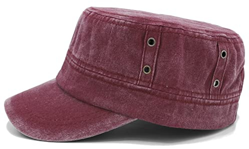 Van Der Rich ® - Cap Vintage Army Military Cap Gewaschener 100% Baumwolle - Dammen-Herren (Bordeaux)