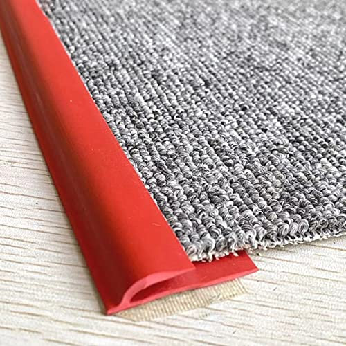LVLONG Übergangsprofil Teppich- und Bodenübergangsstreifen, Selbstklebende PVC-Teppichkanten-Bindestreifen, Zuschneidbar, Anpassbar, 1/2/3/4/5/6/7/8/9/10m Lang (Color : Red, Size : Length-5m(16.4ft))