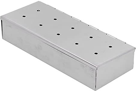 Cave Tools Grill Smoker Box Starter Kit per trucioli di legno, secchio in acciaio inossidabile a 10 fori con coperchio incernierato, griglia per barbecue e accessori per affumicatori Scatola