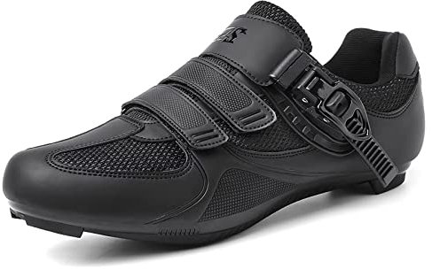 Prodkfe Fahrradschuhe Herren Damen Rennradschuhe MTB Mountainbike Schuhe Radschuhe Kompatibel mit Peloton Bike SPD SPD-SL&Look Delta Cleats für Rennrad Schuhe Männer Schwarz EU42