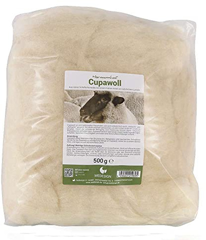 medesign Cupawoll 500g, 100% natürliche Hautpflege, Schafwolle mit Lanolin, für beanspruchte Brustwarzen, Babypopos und Hautpartien