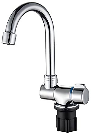 Riloer Faltbarer Kupfer-Küchenarmatur, 360 ° drehbarer Waschbecken-Wasserhahn, Kalt- und Warmwasser-Mischbatterie für Wohnmobilboote
