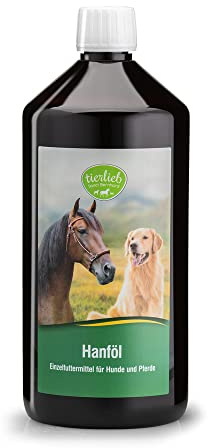 tierlieb Sanct Bernhard Hanföl | Für Hunde & Pferde | Natürlich & kaltgepresst | Mit Omega-3, Omega-6 & Vitamin E | Kontrollierte Qualität | 1000ml