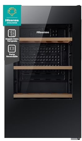 Hisense MWC4894GF - Cantina Vino 30 bottiglie, Monotemperatura, Vetri Anti UV, Ripiani in Legno, Display Touch, Illuminazione Led, Anno 2023