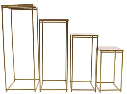 wanwanper 4 Stück Metall Blumenständer, Gold Hochzeit Blumenständer, Blumentopf, Pflanzenständer Blumenhocker, Blumensäule Pflanzenständer, für Partytische Dekorationen Hochzeiten