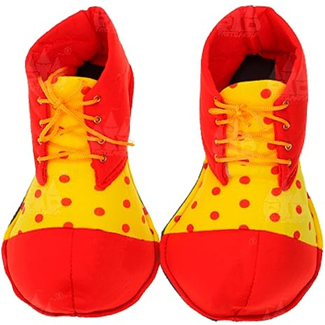 Acan Zapatos de payaso con lunares, accesorios para disfraz, carnaval, halloween, cosplay, circo, fiestas, cumpleaños, adulto, talla única, rojo y amarillo