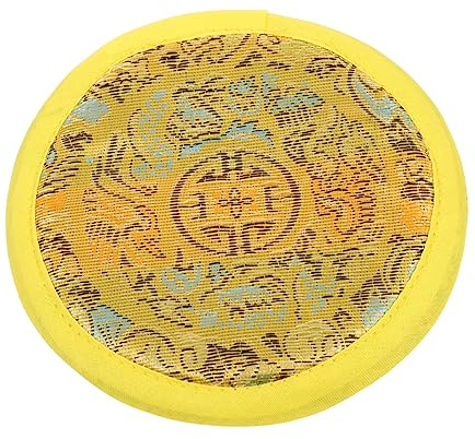 Buddha Klangschalenkissen Handgenäht Nepal 1 Stück Gelb | Baumwollstoff, Schlichtes Design, Tragbar, Passend als Buddhistisches Zubehör