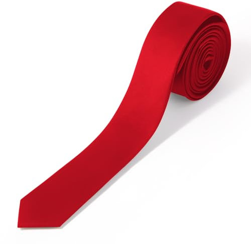 Puistr Schmale Krawatten, Rot, Uni, 4 cm, 148 cm, Polyester, Unisex, Erwachsene, Männlich, Hochzeit, Tanz, Party, Business, Jubiläen, Veranstaltungen