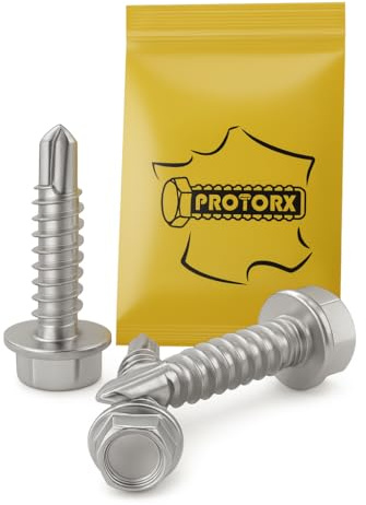 Vis Autoforeuse Metal M4,8 x 25mm : 50 Pcs Visserie Inox pour Ecrou Rondelle | Vis Autoperceuse Pour Metal Tete Hexagonale a Embase Acier A2 - DIN 7504 K | PROTORX