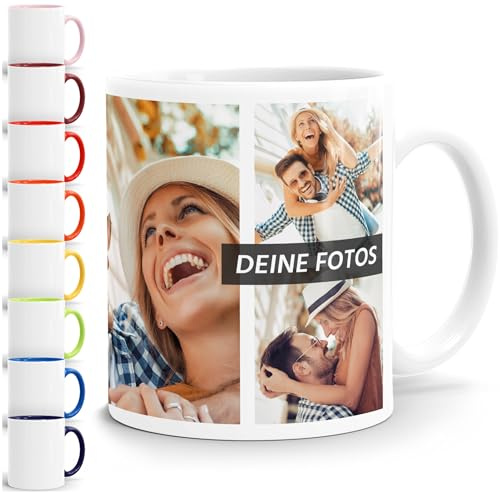 SpecialMe Tasse personalisiert Foto-Collage Text Fototasse bis zu 7 Fotos Fotogeschenk Kaffeetasse Bild selbst gestalten Weiss standard