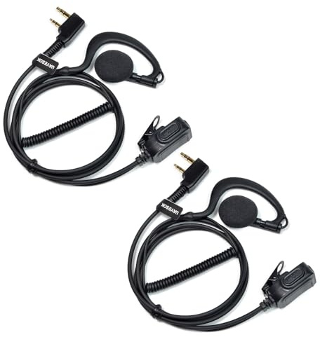 UAYESOK Oreillettes de Surveillance pour Talkie-walkie en Forme de G avec Micro PTT Compatible avec 2 Broches Kenwood Baofeng UV-5R 888S BF-F8HP UV-82 Quansheng UV-K5 Retevis TYT Radio bidirectionnel