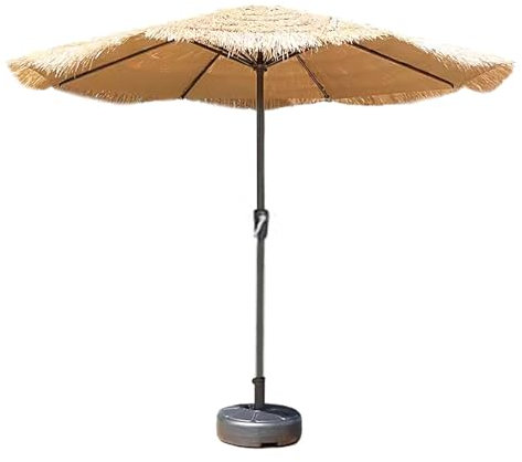 Sun Umbrella Groß Windfest Stroh Strandschirm Balkonschirm Gartenschirm Balkon Strand Strohschirm Geeignet für Strände Hotels Landschaften Höfe(Color:Natural A)