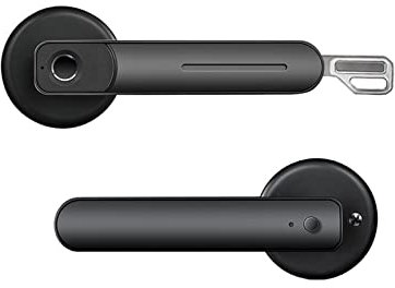 Maniglia per porta intelligente Serratura elettronica Ttlock Biometrico Impronta digitale Blocco Maniglia USB ricaricabile Antifurto Keyless Entry Smart Home Serrature intelligenti antifurto(Black ON