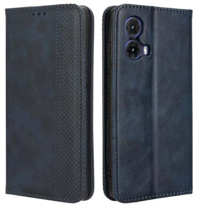 GOKEN Funda para Motorola Moto G85 5G - Carcasa de Cuero con Tapa y Cartera, Interior de Silicona Antigolpes, Cierre Magnético y Soporte Plegable, Cover Case -Azul