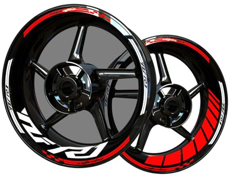 Adesivi riflettenti in vinile per bordo di cerchi da moto, adesivi kit per Yama&ha YZF R1, strisce cerchione moto completo per 2 ruote cerchi da 17 (argento riflettente)