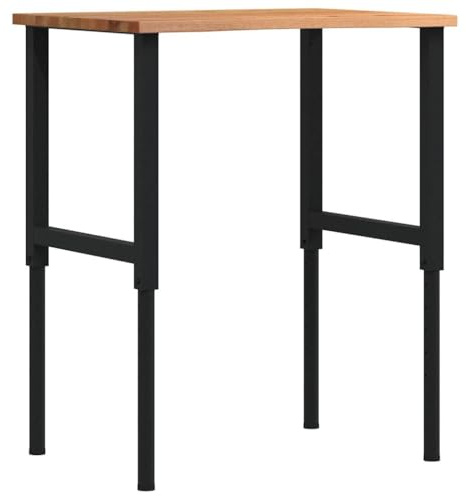 vidaXL Werkbank Hellbraun 80x60x(71,5-98) cm Massivholz Eiche