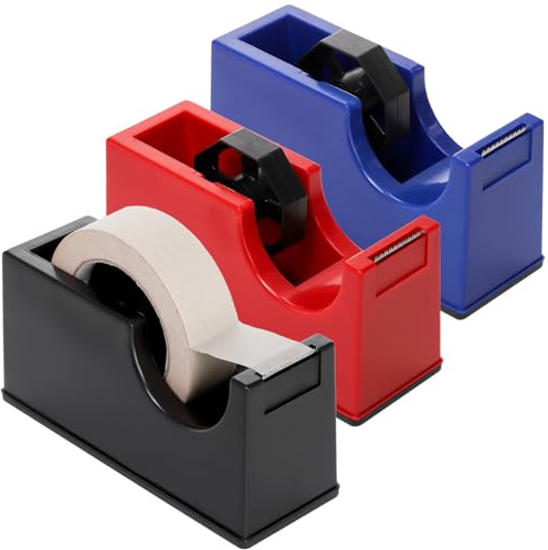Suwimut 3 Pack Desktop Tape Dispenser Holder with 1 Inch Core and 3 Inch Core, Tape Roll Dispenser Desk Tape Dispenser with Weighted Non-Skid Base for Office Home School (Tape not Included)