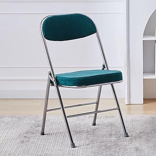 Faltbare Metallstühle mit gepolstertem Kissen und Rückenlehne für Veranstaltungen im Innen- und Außenbereich, perfekt für Zuhause und Büro (Cord + Dunkelgrün)
