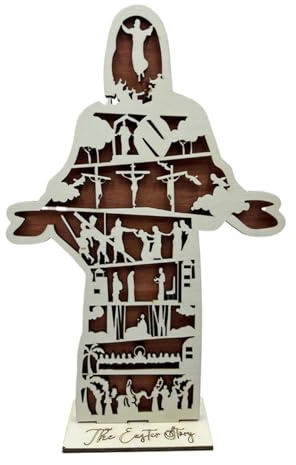 Pavsicgn Jesus-Statue aus, Jesus Christus-Statue für den Innenbereich | Ostern-Jesus-Dekorationen | Hohl Geschnitzte Jesus-Figur aus mit offenem Arm als spirituelles Familienandenken