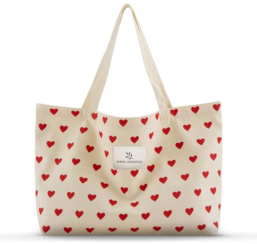 Emma Jonasson Jutebeutel mit Reißverschluss und Innentasche - Stilvoller Shopper Damen - Einkaufstasche mit langem Henkel - perfekte Tasche als Tote bag, Stofftasche
