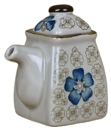Distributeur d'huile et de vinaigre Bouteille d'huile en céramique, distributeur de vinaigre/sauce soja, petite bouteille Vintage, distributeur de condiments liquides anti-fuite Décor de cuisine de fe