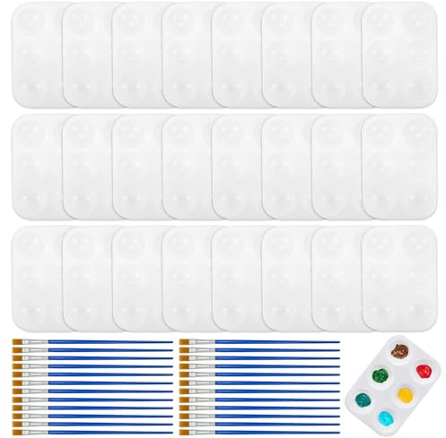 24 Piezas Paleta Pintura, 12.5 * 8.5 cm Bandejas Plastico Paleta Pintura Acrilica, Paleta Universal para Manualidades, Pintura al óleo, Acuarela Acrílica, Blanco
