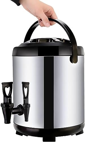 SZPLLZY Heißwasserspender Catering-Urne mit Wasserhahn, Edelstahl-Isoliereimer für den gewerblichen Gebrauch, Milchteefass mit klappbaren Füßen für Café, Büro, Zuhause (Größe: 10 l)