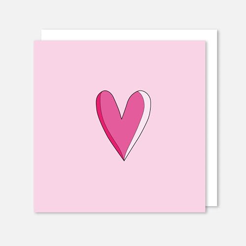t'art designs - Blank Card With Pink Heart- Blank Inside For Your Own Message