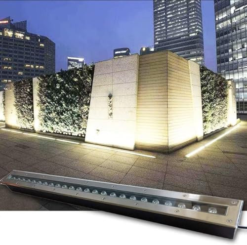 GUODDM Foco LED Empotrable Para Exteriores - Iluminación De Paisajes, Foco LED De Suelo, Luz Subterránea Lineal Rectangular, Iluminación De Caminos De Suelo Impermeable IP67(Yellow,85-245V(36W))