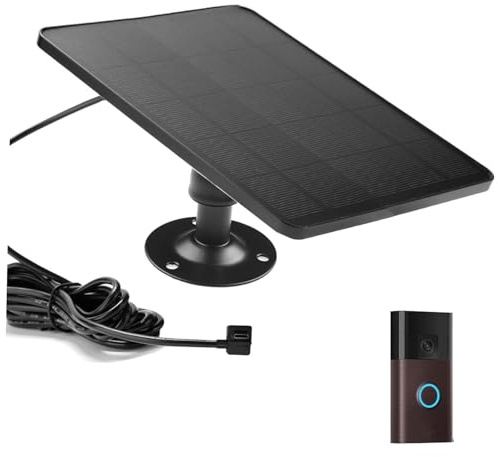 Chargeur solaire 5 W compatible avec le tout nouveau chargeur solaire Ring pour sonnette de batterie, uniquement pour port USB-C et sonnette vidéo