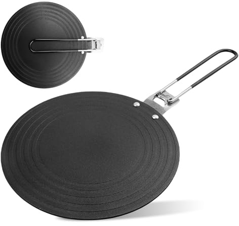 Difusor de calor para cocina de gas, difusor de calor redondo de 24 cm para cocina de gas, placa de descongelación de aleación de aluminio, convertidor de placa de cocción de bajo consumo con asa