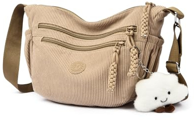 Micmores Corduroy Crossbody Bag for Women, Multi-Pocket Crescent Bag Aesthetic Half Moon Retro Shoulder Bag with Adjustable Strap for Travel, Work, Casual Daily Use