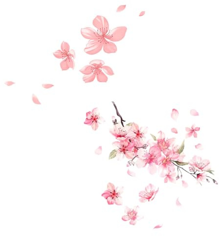Durlo Lot de 2 autocollants de voiture en forme de fleur de cerisier rose, pour pare-brise, décoration de fenêtre de voiture
