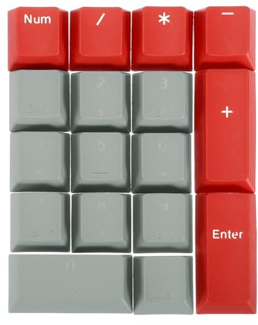 PATIKIL 17 Colorido Gris Juego de Tapas PBT Teclado numérico mecánico Rojo