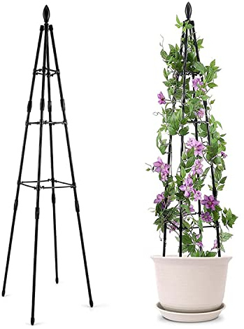 Obelisco da giardino per piante rampicanti, traliccio a colonna in metallo per rose e viti, arco da patio, decorazione da giardino per terrazze e giardini, altezza 160 cm