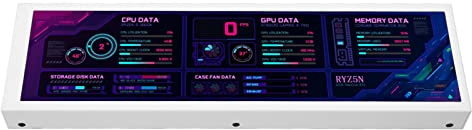 Yctze Display Multifunzione da 8,8 Pollici 1920x480 per Temp CPU -Temi Personalizzabili e Supporto per Rotazione a 360 ° (WHITE)