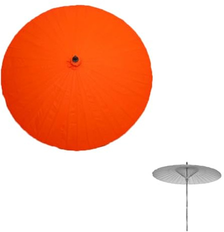 Handmade Vintage Chinese 6.5' Oil Paper Umbrella - Stylish Bamboo Handle Patio & Beach Parasol - Decorative Sun Shade Garden Umbrella (Orange)