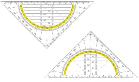 2 Stück Bruchsichere Geodreiecke 16 cm mit integrierter Kreisschablone – transparent & flexibel für Schule und Büro