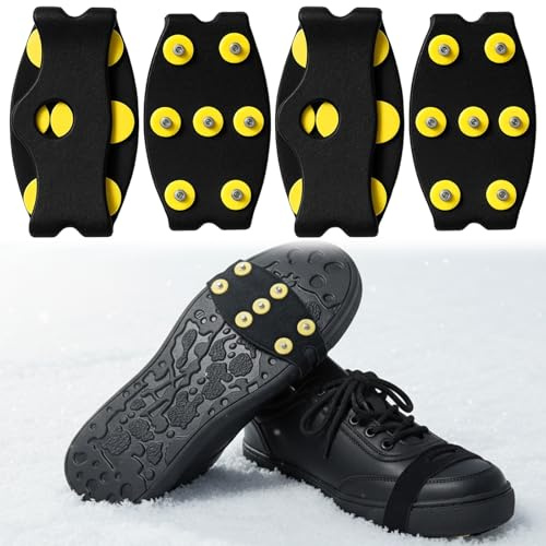 Spikes Für Schuhe Winter, 2 Paar Schuhspikes Zum Überziehen Mit 7 Spikes, Ideal Für EIS Und Schnee, Stretch rutschfeste Steigeisen, Größe 16x7.5 cm, Schwarz
